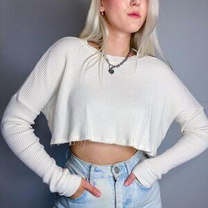 Urban Outfitters Cropped Waffle Thermal Top
